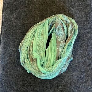 Soft Green and Gray Chiffon Scarf Wrap